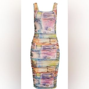 Fuzzi money print body con dress